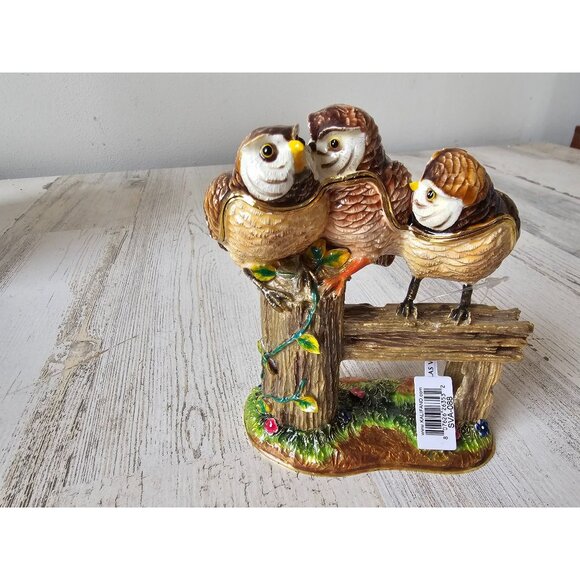 Kalifano owl trinket jeweled rhinestone keepsake box unique